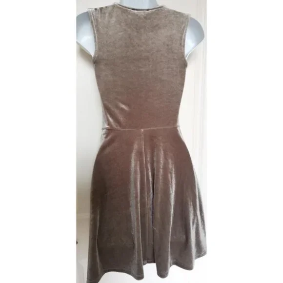 Silvery grey velvet Party Dress Stretch Skater fit & flare - Picture 7 of 8